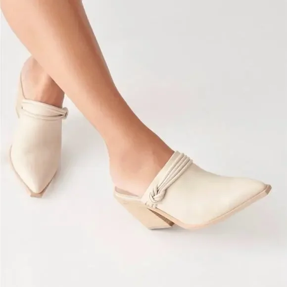 NWOT - Dolce Vita - Sita Cream Leather Mules - Picture 2 of 11